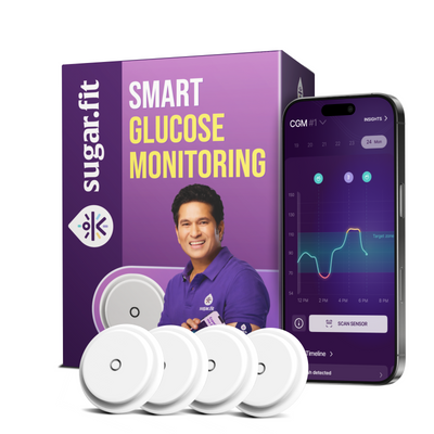 Sugar.fit Smart CGM - Real-Time Continuous Blood Sugar Monitor (Pack of 4)